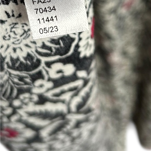 LOFT Women’s Black White Pink Floral Ruffle Cuff Midi Dress Zip Back - Size 12 - Picture 9 of 10